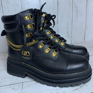 Kurt Geiger London Black Leather Chelsea Combat Chain Boots US 7.5 $285 ‘read’